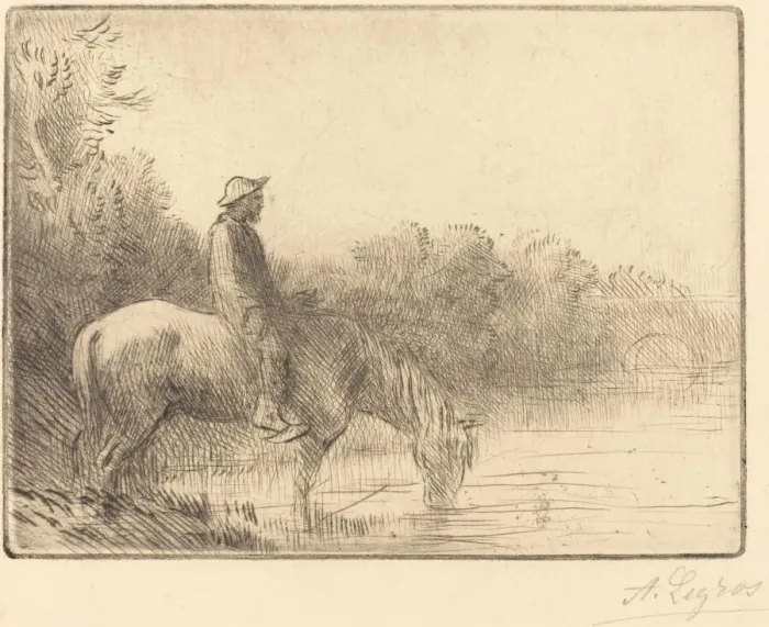 Framed Print : Fording a River (Le gue). Creator: Alphonse Legros Framed Print : Fording a River (Le gue). Creator: Alphonse Legros