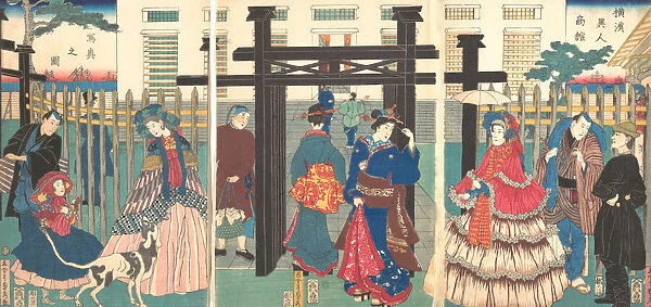 Foreign Business Establishment in Yokohama, 1861. Creator: Sadahide Utagawa