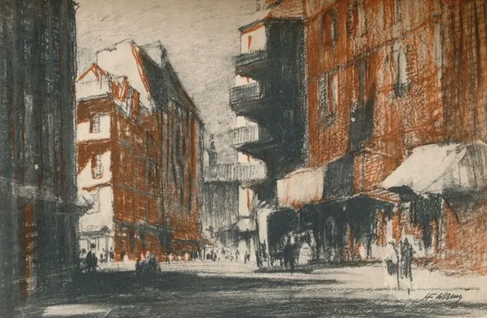 Framed Print : These foreign-looking streets, c1927, (1927). Artist: Henry Franks Waring Framed Print : These foreign-looking streets, c1927, (1927). Artist: Henry Franks Waring