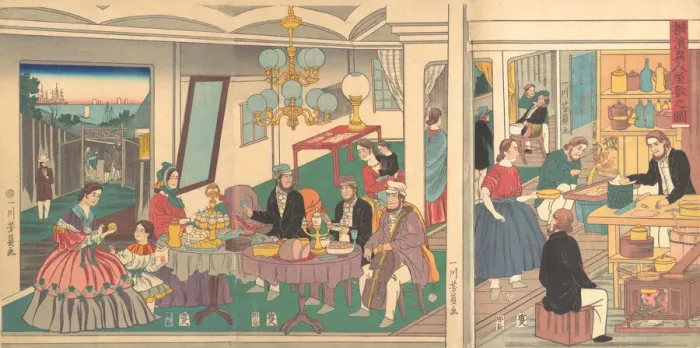 Framed Print : A Foreign Residence in Yokohama, 1st month, 1861. Creator: Yoshikazu Framed Print : A Foreign Residence in Yokohama, 1st month, 1861. Creator: Yoshikazu