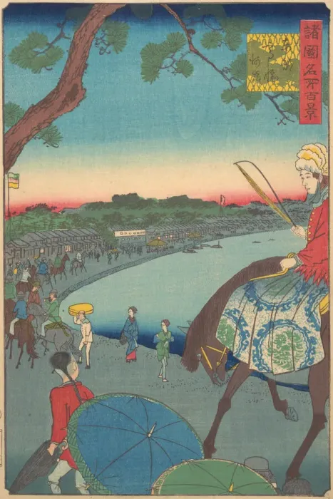 Framed Print : Foreigners Riding Along the Coast at Takanawa in the Eastern Capital, 9th month, 1861. Creator: Utagawa Hiroshige II Framed Print : Foreigners Riding Along the Coast at Takanawa in the Eastern Capital, 9th month, 1861. Creator: Utagawa Hiroshige II
