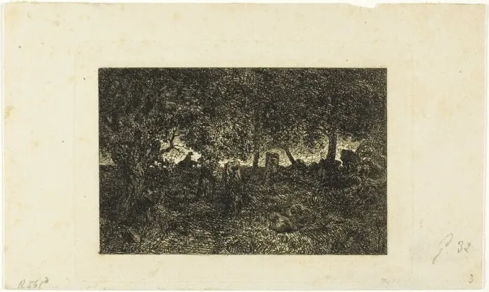 Framed Print : In the Forest, 1844. Creator: Charles Emile Jacque