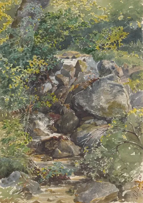 Framed Print : Forest Brook, 1861. Creator: Friedrich Carl von Scheidlin Framed Print : Forest Brook, 1861. Creator: Friedrich Carl von Scheidlin
