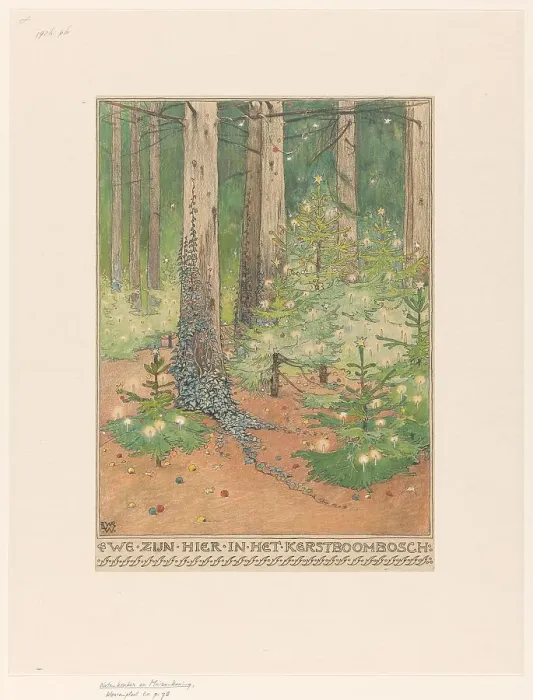 Framed Print : Forest with decorated and illuminated Christmas trees, 1898. Creator: Willem Wenckebach Framed Print : Forest with decorated and illuminated Christmas trees, 1898. Creator: Willem Wenckebach