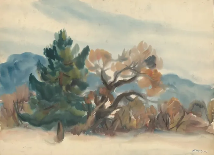 Framed Print : Forest edge in autumn, 1933. Creator: Zolo Palugyay Framed Print : Forest edge in autumn, 1933. Creator: Zolo Palugyay