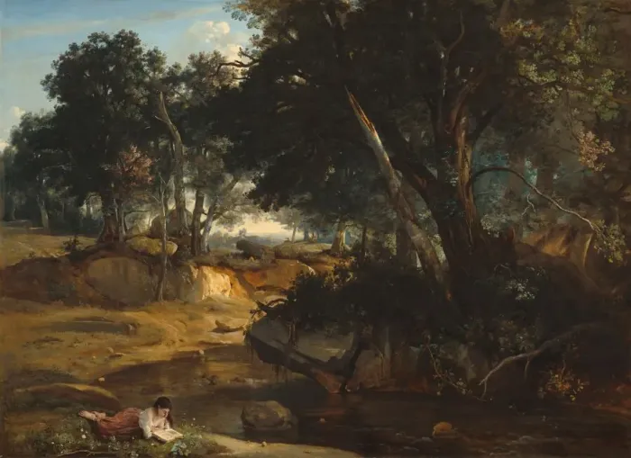 Framed Print : Forest of Fontainebleau, 1834. Creator: Jean-Baptiste-Camille Corot Framed Print : Forest of Fontainebleau, 1834. Creator: Jean-Baptiste-Camille Corot