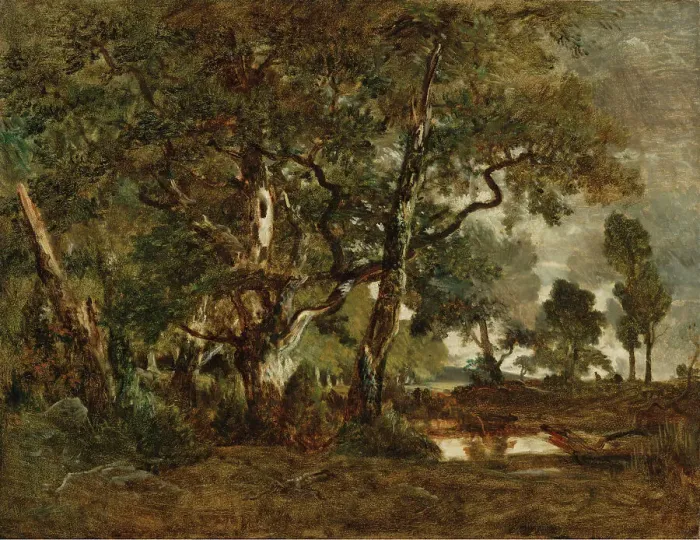 Framed Print : Forest of Fontainebleau, Cluster of Tall Trees Overlooking the Plain of Clair... about 1849-1852. Creator: Theodore Rousseau Framed Print : Forest of Fontainebleau, Cluster of Tall Trees Overlooking the Plain of Clair... about 1849-1852. Creator: Theodore Rousseau
