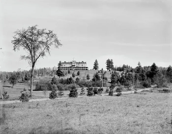 Framed Print : Forest Hills Hotel from Franconia Village, White Mountains, between 1890 and 1901. Creator: Unknown Framed Print : Forest Hills Hotel from Franconia Village, White Mountains, between 1890 and 1901. Creator: Unknown