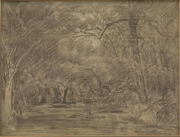 Framed Print : Forest Interior, 1865. Creator: Theodore Rousseau Framed Print : Forest Interior, 1865. Creator: Theodore Rousseau