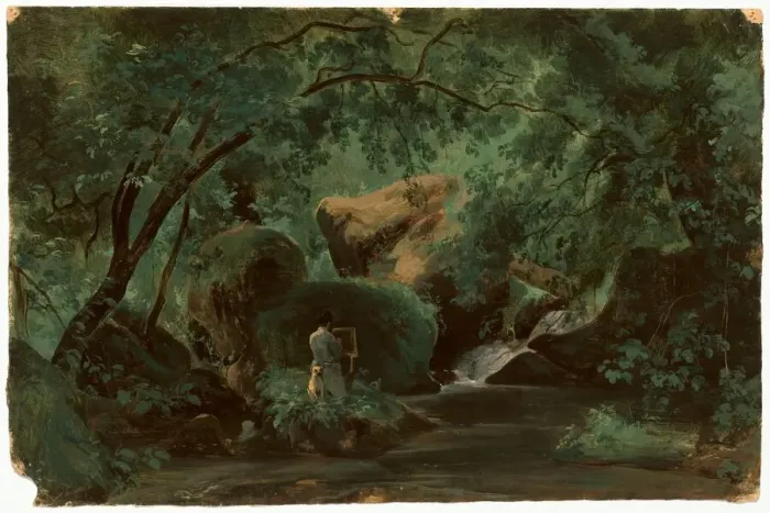 Framed Print : Forest Interior with a Painter, Civita Castellana, 1825 / 1830. Creator: AndreGiroux Framed Print : Forest Interior with a Painter, Civita Castellana, 1825 / 1830. Creator: AndreGiroux