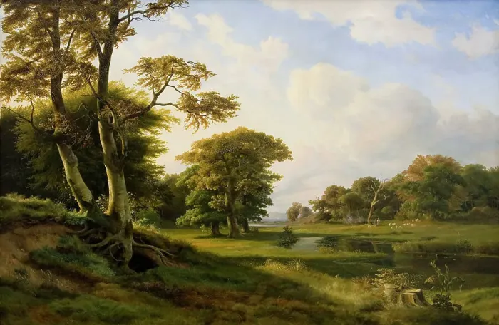 Framed Print : Forest landscape at Hellebæk - Autumn, 1841. Creator: Johann Hermann Carmiencke Framed Print : Forest landscape at Hellebæk - Autumn, 1841. Creator: Johann Hermann Carmiencke