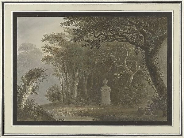 Forest landscape with a monument to Salomon Gesner, 1740-1800. Creator: Anon