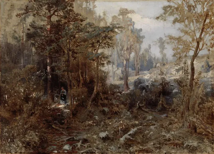 Framed Print : Forest Landscape near Näsijärvi; Unfinished, 1859-1860. Creator: Werner Holmberg Framed Print : Forest Landscape near Näsijärvi; Unfinished, 1859-1860. Creator: Werner Holmberg
