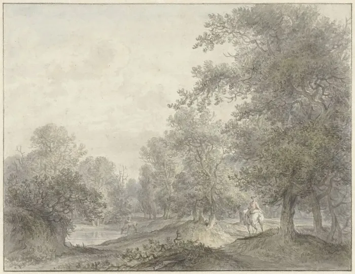 Framed Print : Forest landscape with rider and pond, 1745-1795. Creator: Jacobus Versteegen Framed Print : Forest landscape with rider and pond, 1745-1795. Creator: Jacobus Versteegen