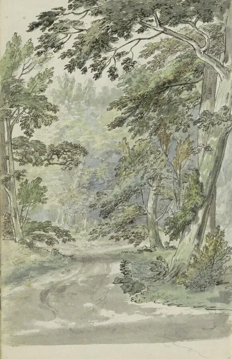 Framed Print : Forest path, 1783. Creator: Johannes Huibert Prins Framed Print : Forest path, 1783. Creator: Johannes Huibert Prins