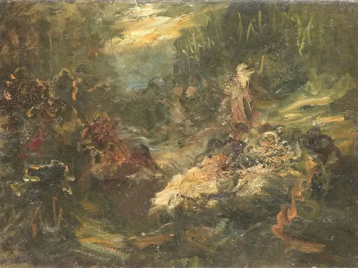 Framed Print : The forest preacher, 1880-1905. Creator: Jan Zürcher Framed Print : The forest preacher, 1880-1905. Creator: Jan Zürcher