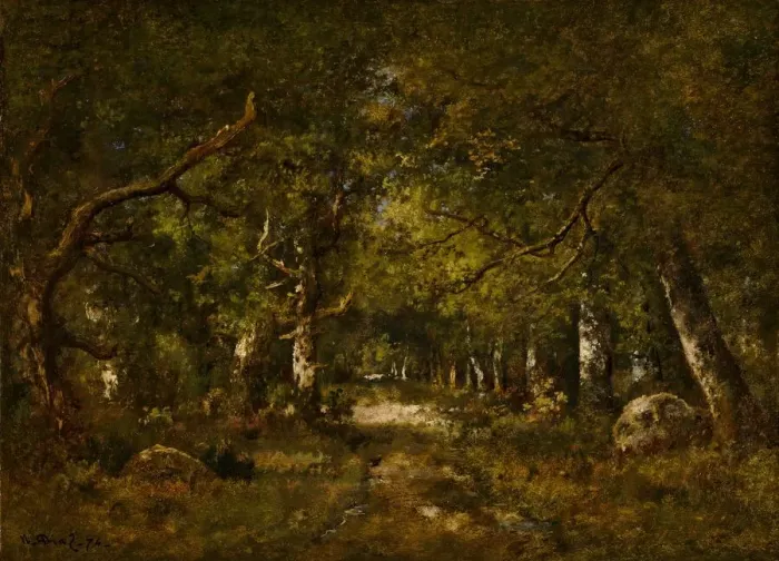 Framed Print : Forest Scene, 1874. Creator: Narcisse Virgile Diaz de la Pena Framed Print : Forest Scene, 1874. Creator: Narcisse Virgile Diaz de la Pena