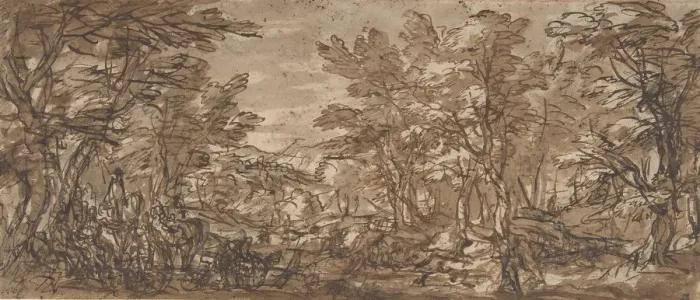 Framed Print : Forest Scene, a Halt at the Left, a Hunt at the Center, 1612-66 Framed Print : Forest Scene, a Halt at the Left, a Hunt at the Center, 1612-66