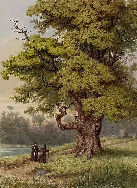 Forest Scene with Two Monks, 19th century. Creator: Friedrich August Schlegel