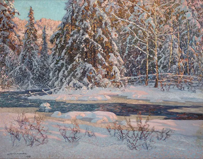 Framed Print : Forest stream. Motif from Svartskär, Dalarna, 1918. Creator: Schultzberg, Anshelm Leonard (1862-1945)