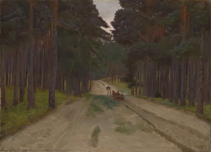 Framed Print : Forest Track, 1887. Creator: Jozef Chelmonski Framed Print : Forest Track, 1887. Creator: Jozef Chelmonski