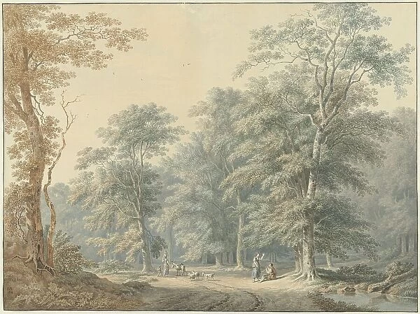 Forest view with figures, 1818. Creator: Jan Apeldoorn