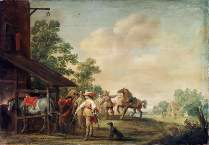 Framed Print : A Forge, 1648. Artist: Pieter Meulener Framed Print : A Forge, 1648. Artist: Pieter Meulener