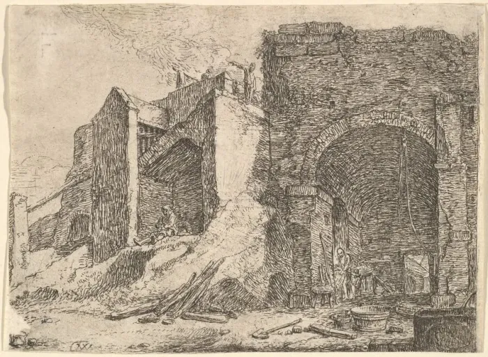 Framed Print : The Forge, 17th century. Creator: Thomas Wijck