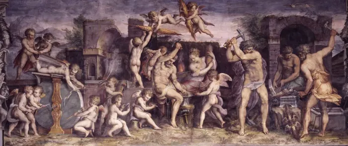 Framed Print : The Forge of Vulcan, 1556-1557. Artist: Vasari, Giorgio (1511-1574) Framed Print : The Forge of Vulcan, 1556-1557. Artist: Vasari, Giorgio (1511-1574)