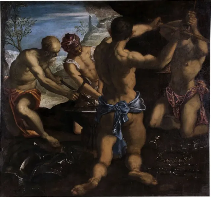 Framed Print : The Forge of Vulcan, 1576-1577. Creator: Tintoretto, Jacopo (1518-1594) Framed Print : The Forge of Vulcan, 1576-1577. Creator: Tintoretto, Jacopo (1518-1594)
