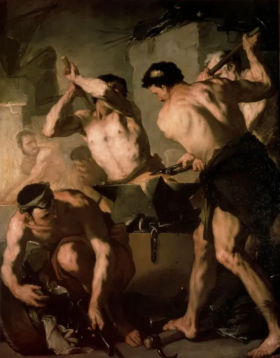 Framed Print : The Forge of Vulcan, c1660. Artist: Luca Giordano Framed Print : The Forge of Vulcan, c1660. Artist: Luca Giordano