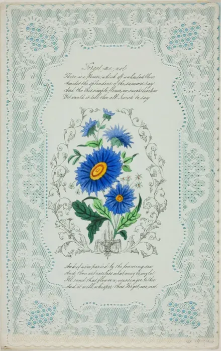 Framed Print : Forget Me Not (valentine), c. 1850. Creator: George Kershaw Framed Print : Forget Me Not (valentine), c. 1850. Creator: George Kershaw