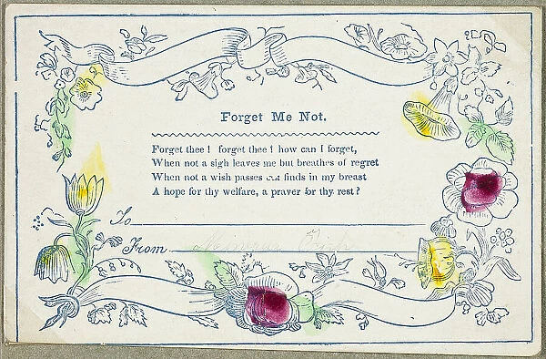 Forget Me Not (valentine), c.1830. Creator: Unknown