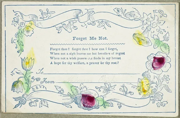 Framed Print : Forget Me Not (valentine), c.1830. Creator: Unknown Framed Print : Forget Me Not (valentine), c.1830. Creator: Unknown