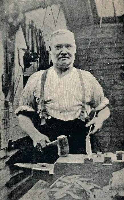 Framed Print : Forging a Blade, c1917 Framed Print : Forging a Blade, c1917