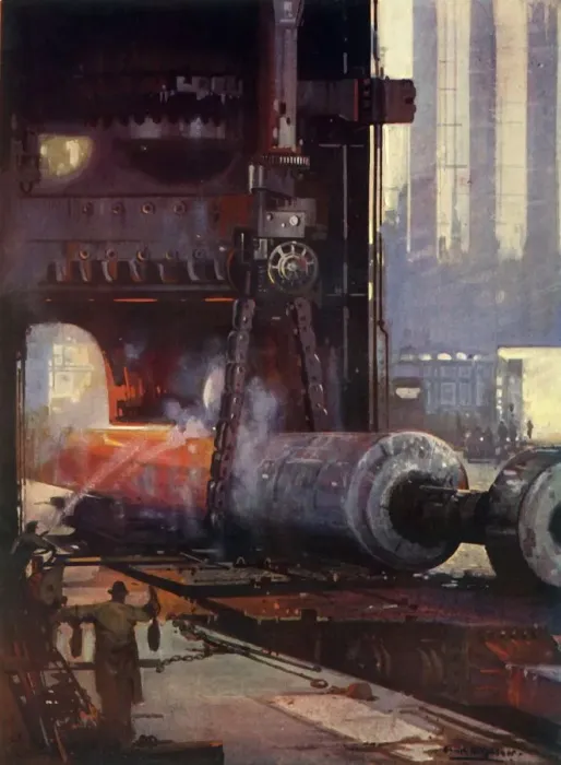 Framed Print : Forging a Propeller Shaft for a Large Liner, c1930. Creator: Unknown Framed Print : Forging a Propeller Shaft for a Large Liner, c1930. Creator: Unknown
