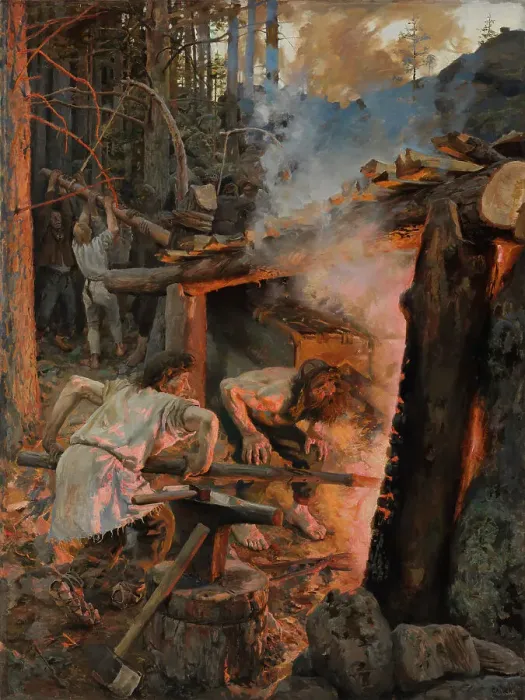 Framed Print : The Forging of the Sampo, 1893. Creator: Akseli Gallen-Kallela Framed Print : The Forging of the Sampo, 1893. Creator: Akseli Gallen-Kallela