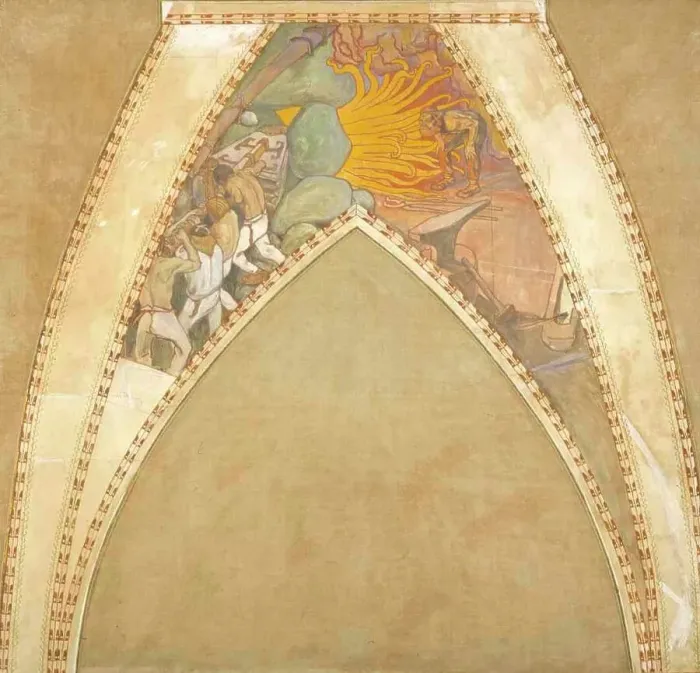 Framed Print : The Forging of the Sampo, sketch for the cupola frescoes of the Finnish Pavilion at the... 1899. Creator: Akseli Gallen-Kallela Framed Print : The Forging of the Sampo, sketch for the cupola frescoes of the Finnish Pavilion at the... 1899. Creator: Akseli Gallen-Kallela