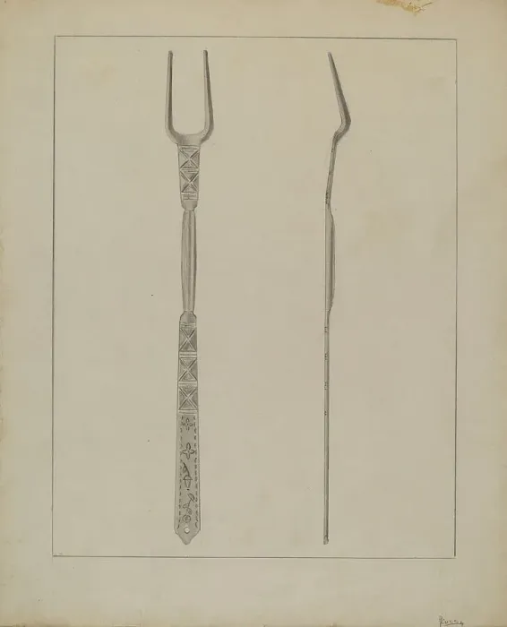Framed Print : Fork, c. 1936. Creator: Anthony Zuccarello Framed Print : Fork, c. 1936. Creator: Anthony Zuccarello