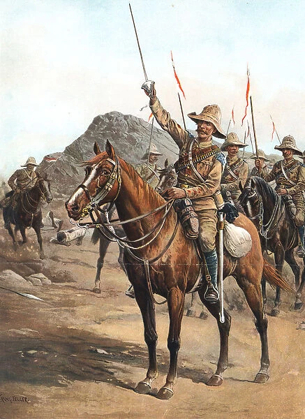 Form Up, No 2! Form Up!, British lancers at the Battle of Omdurman, Sudan, 1898