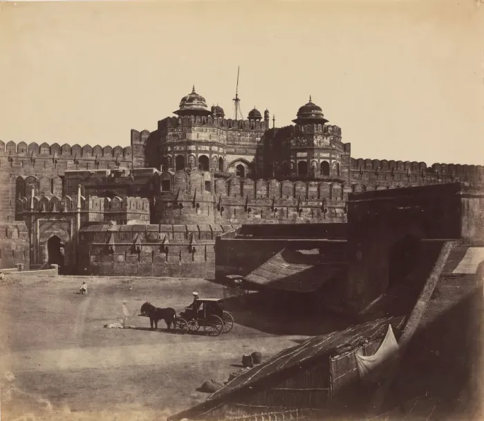 Framed Print : Fort Agra, The Delhi Gate, 1850s. Creator: John Murray Framed Print : Fort Agra, The Delhi Gate, 1850s. Creator: John Murray