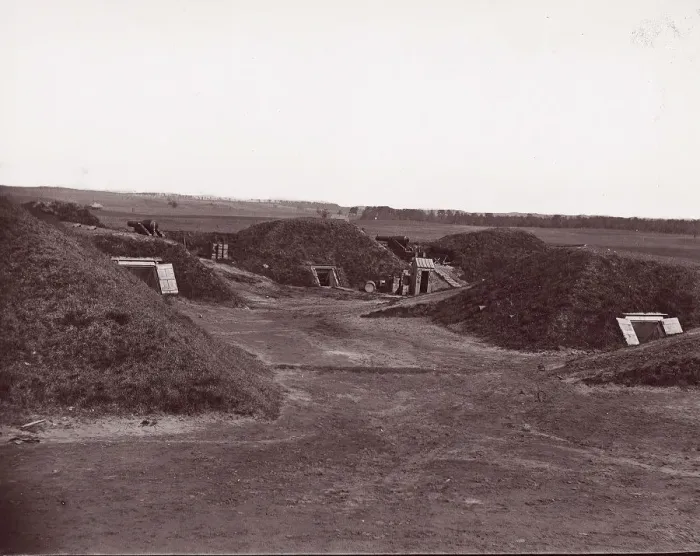 Framed Print : Fort Darling, James River, 1865 (?). Creator: Attributed to William Frank Browne Framed Print : Fort Darling, James River, 1865 (?). Creator: Attributed to William Frank Browne