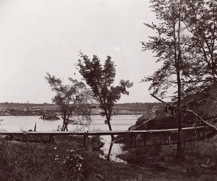 Framed Print : Fort Darling. Masked Battery and Obstruction in James River, ca. 1865 Framed Print : Fort Darling. Masked Battery and Obstruction in James River, ca. 1865