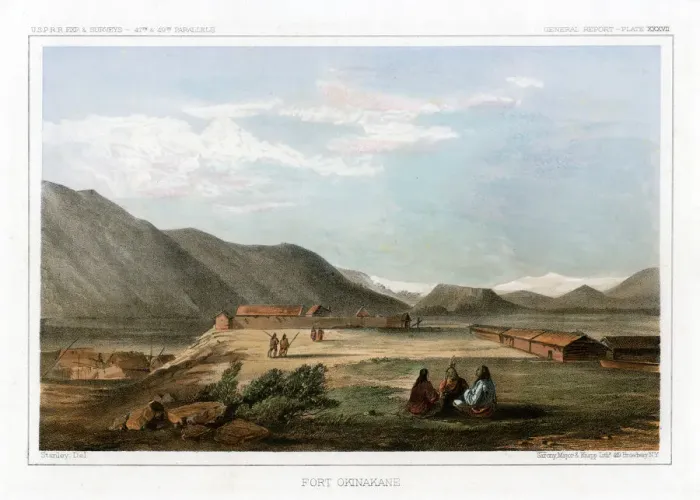 Framed Print : Fort Okinakane, USA, 1856. Artist: John Mix Stanley Framed Print : Fort Okinakane, USA, 1856. Artist: John Mix Stanley