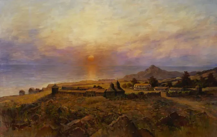 Framed Print : Fort Ross. Russian-American Company settlement, c. 1880. Artist: Raschen, Henry (1854-1937) Framed Print : Fort Ross. Russian-American Company settlement, c. 1880. Artist: Raschen, Henry (1854-1937)