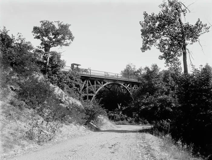 Framed Print : Fort Sheridan, Ill. Ravine Bridge, between 1880 and 1899. Creator: Unknown Framed Print : Fort Sheridan, Ill. Ravine Bridge, between 1880 and 1899. Creator: Unknown