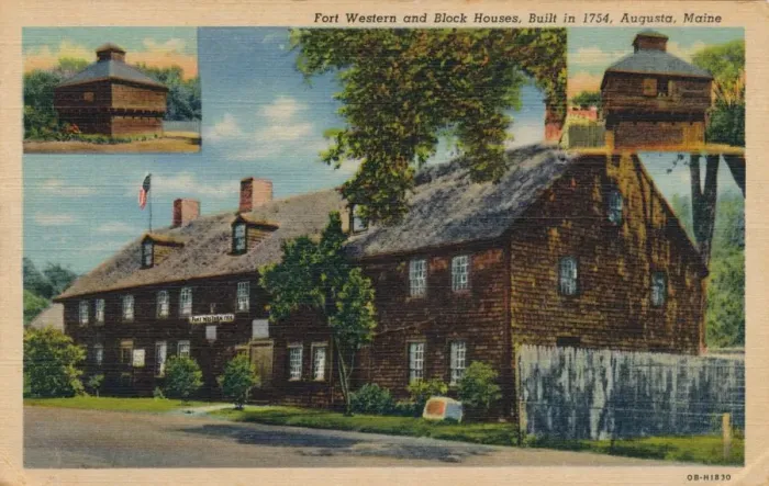 Framed Print : Fort Western and Block Houses, Augusta, Maine, 1920s Framed Print : Fort Western and Block Houses, Augusta, Maine, 1920s