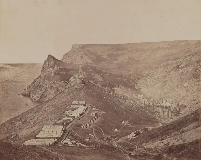 Framed Print : Fortification above Balaclava Harbor, 1855-1856. Creator: James Robertson