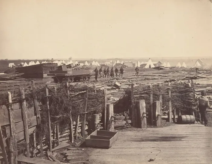 Framed Print : Fortifications, Manassas, Occupied by 13th Mass. 1862. Creator: Mathew Brady Framed Print : Fortifications, Manassas, Occupied by 13th Mass. 1862. Creator: Mathew Brady