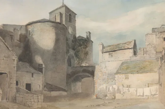 Framed Print : Fortified Entrance to a Welsh Town (East Gate of Caernarvon), ca. 1802 Framed Print : Fortified Entrance to a Welsh Town (East Gate of Caernarvon), ca. 1802